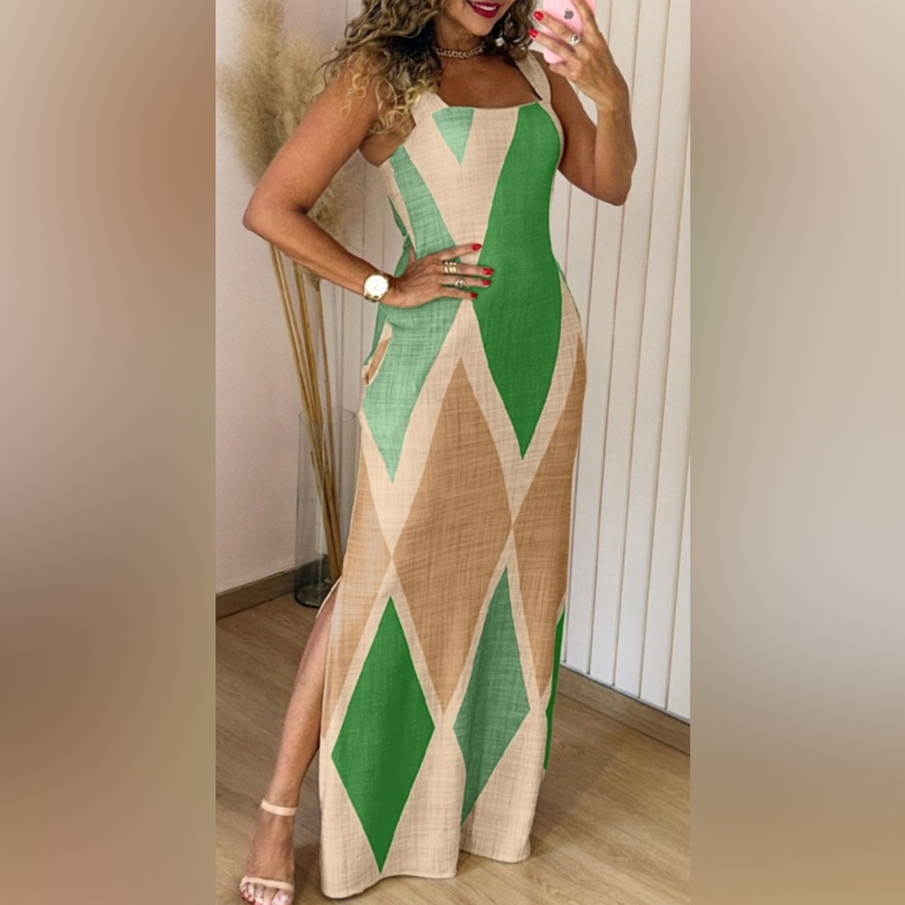 McColin Geometric Print Maxi Dress